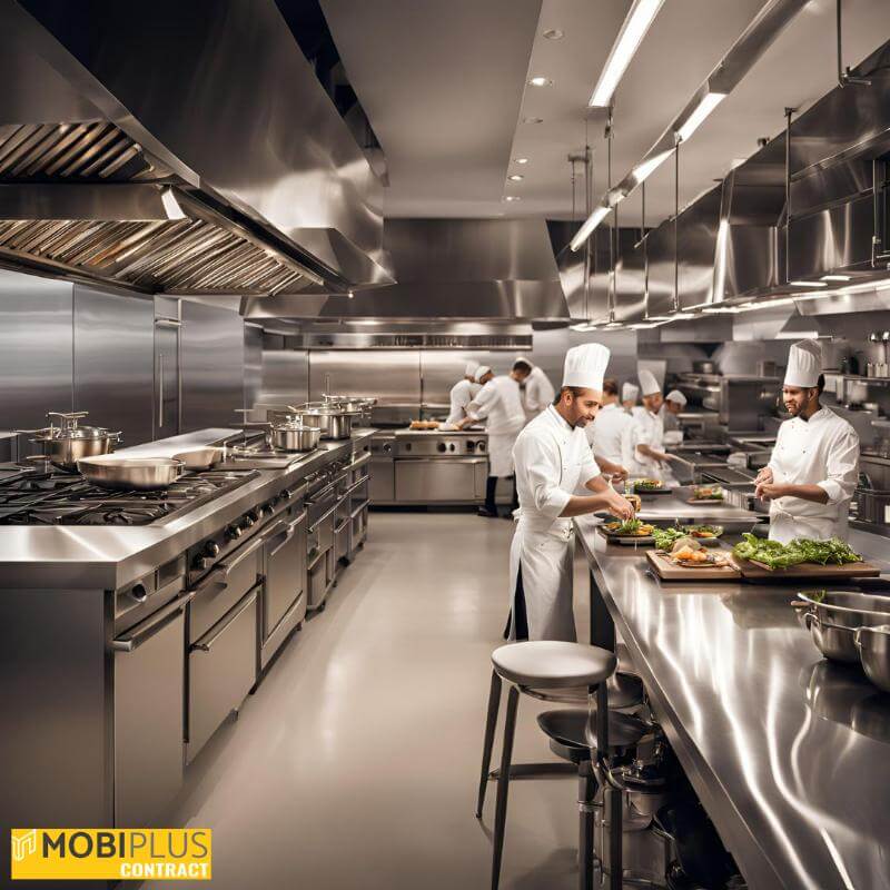 Reformar cocinas de hostelería: Cocina de hostelería moderna con diseño minimalista.