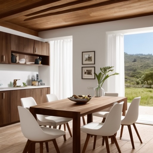 Comedor de estilo rústico que incluye muebles de madera maciza