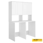 Estructura del mueble de lavadero doble blanco mostrando los dos huecos para lavadora y secadora.