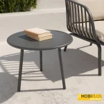 Mesa auxiliar redonda Samoa de 50 cm en acabado grafito para exterior de MobiPlus Muebles.