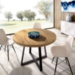 alt="Mesa redonda extensible modelo Duna en color nordic para salón o comedor"