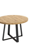 alt="Mesa redonda extensible modelo Duna en color nordic para salón o comedor"