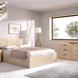 alt="Canapé con tapa somier modelo Vasa en color natural para dormitorio"