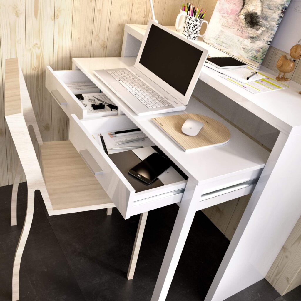 Escritorio Mod. Seven adaptable a espacios pequeños para dormitorio o comedor