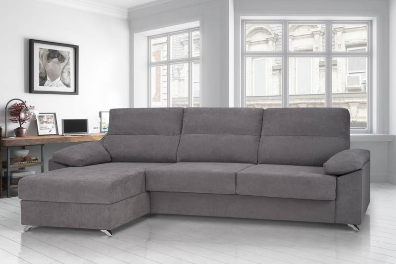 alt="Sofá cama chaise longue modelo Milán con brazo siesta ideal para salón o comedor"