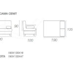 alt="Sofá cama clik-clak modelo Cenit con colchón de 16 cm"