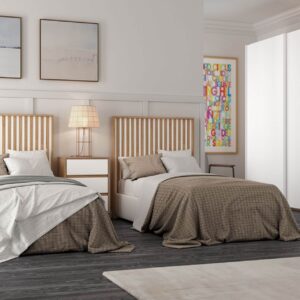 alt="Cabezal minix de la colección Ghio en color roble-blanco para dormitorio juvenil"