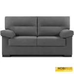 Sofá amplio de 3 plazas de frente tapizado en tela gris marengo, de MobiPlus Muebles.