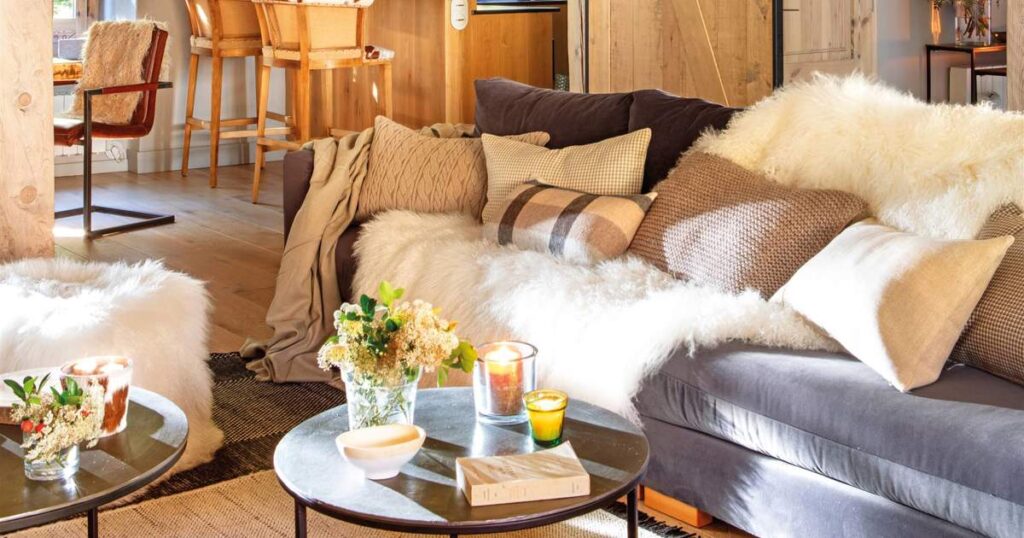 Decoración de invierno para el hogar: Salón acogedor de invierno