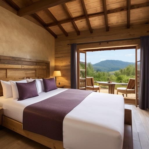 Casas rurales y hoteles: Habitación de hotel o casa rural con colchones de alta calidad, almohadas y sábanas suaves para asegurar el descanso perfecto.