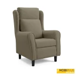Sillón relax reclinable Harmony tapizado en tejido terciopelo color taupe, de MobiPlus Muebles.