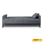 Sofá cama clic clac modelo Hawaii totalmente desplegado en posición de cama tapizado en tela de color marengo.