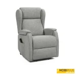 Sillón relax motorizado Prince tapizado en tela gris con bolsillo lateral, de MobiPlus Muebles.
